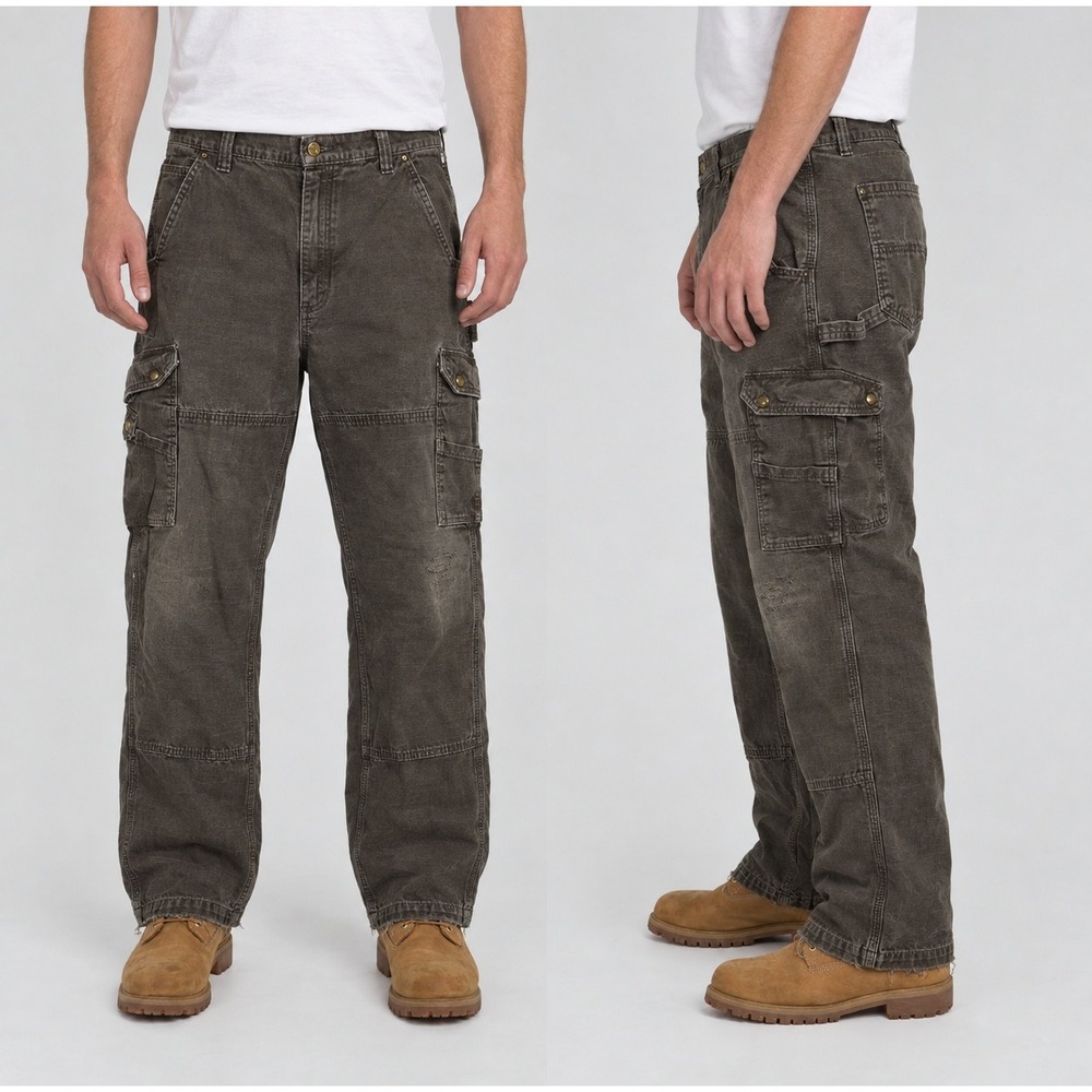 Carhartt B342 DFE Ripstop Cargo Work Pants Brown Distressed Relaxed Fit 38x34